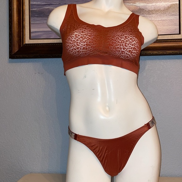 Victoria's Secret Lace Mesh Leopard Print Sports Bra Rust XL NWT Rare Sold Out - Picture 14 of 16